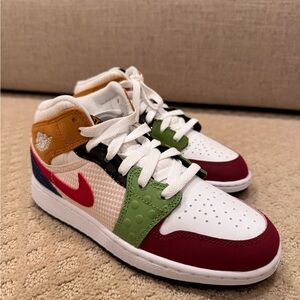 Nike Kids Sneakers in Red, Green, and White